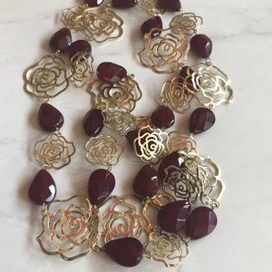 Floral and stone necklace